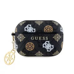   Guess 4G Peony Charm Apple Airpods Pro 2 PC/PU tok fekete (GUAP2P4RPEK)