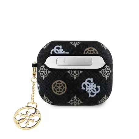 Guess 4G Peony Charm Apple Airpods 3 PC/PU tok fekete (GUA3P4RPEK)