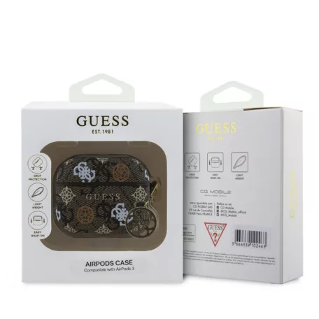 Guess 4G Peony Charm Apple Airpods 3 PC/PU tok fekete (GUA3P4RPEW)