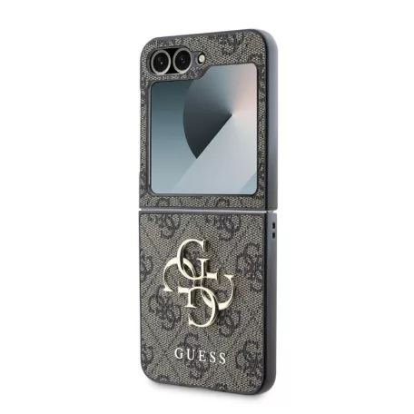 Guess PU 4G Metal Logo Samsung Galaxy Z Flip 6 / Z Flip 7 FE hátlapvédő tok barna (GUHCZF64GMGBR)
