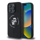 Karl Lagerfeld Liquid Silicone Karl and Choupette Apple iPhone 16 Pro (6.3) MagSafe hátlapvédő tok fekete (KLHMP16LSCMKCRHK)