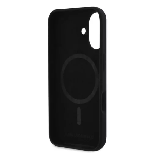 Karl Lagerfeld Liquid Silicone K&CH Heads Apple iPhone 16 (6.1) MagSafe hátlapvédő tok fekete (KLHMP16SSKCHPPLK)