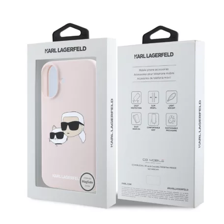 Karl Lagerfeld Liquid Silicone Double Heads Apple iPhone 16 Pro Max (6.9) MagSafe hátlapvédő tok pink (KLHMP16XSKCHPPLP)