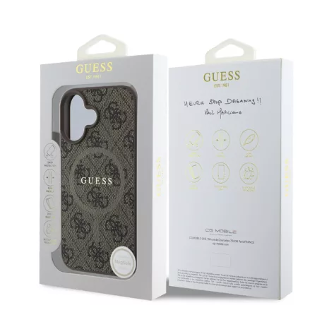 Guess PU Leather MagSafe Apple iPhone 16 Pro (6.3) hátlapvédő tok barna (GUHMP16LG4GFRW)