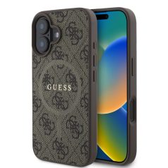   Guess PU Leather MagSafe Apple iPhone 16 Pro Max (6.9) hátlapvédő tok barna (GUHMP16XG4GFRW)