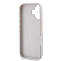   Guess Apple iPhone 16 (6.1) PU 4G Strass Triangle Metal Logo hátlapvédő tok pink (GUHCP16SP4TDPP)