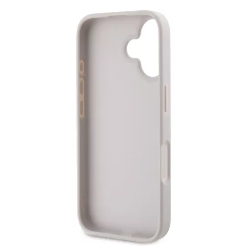 Guess Apple iPhone 16 (6.1) PU 4G Strass Triangle Metal Logo hátlapvédő tok pink (GUHCP16SP4TDPP)
