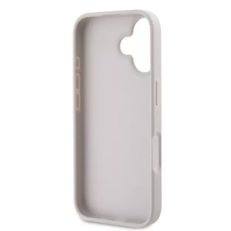 Guess Apple iPhone 16 Pro (6.3) PU 4G Strass Triangle Metal Logo hátlapvédő tok pink (GUHCP16LP4TDPP)