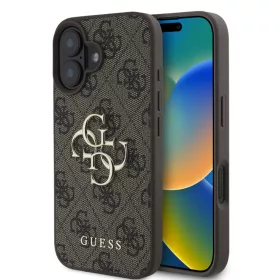   Guess Apple iPhone 16 Plus (6.7) PU 4G Metal Logo hátlapvédő tok barna (GUHCP16M4GMGBR)