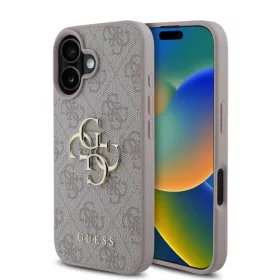   Guess Apple iPhone 16 (6.1) PU 4G Metal Logo hátlapvédő tok pink (GUHCP16S4GMGPI)