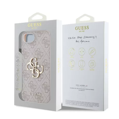 Guess PU 4G Metal Logo Apple iPhone 16 Pro (6.3) hátlapvédő tok pink (GUHCP16L4GMGPI)