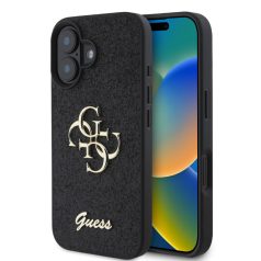   Guess PU Fixed Glitter Apple iPhone 16 (6.1) hátlapvédő tok fekete (GUHCP16SHG4SGK)