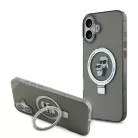 Karl Lagerfeld Ringstand Karl and Choupette MagSafe Apple iPhone 16 Plus (6.7) hátlapvédő tok fekete (KLHMP16MHMRSKCK)