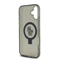   Karl Lagerfeld Ringstand Karl and Choupette MagSafe Apple iPhone 16 Pro Max (6.9) hátlapvédő tok fekete (KLHMP16XHMRSKCK)