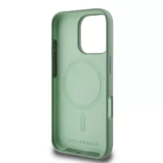   Karl Lagerfeld Liquid Silicone K&CH Apple iPhone 16 Pro (6.3) MagSafe hátlapvédő tok zöld (KLHMP16LSKCHTCA)