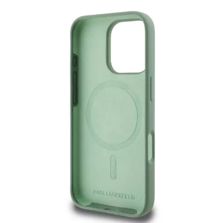 Karl Lagerfeld Liquid Silicone K&CH Apple iPhone 16 Pro Max (6.9) MagSafe hátlapvédő tok zöld (KLHMP16XSKCHTCA)