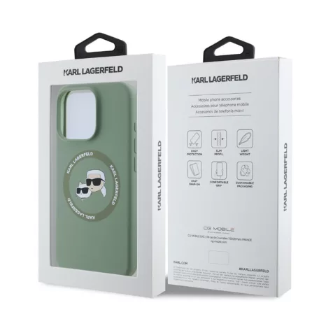 Karl Lagerfeld Liquid Silicone K&CH Apple iPhone 16 Pro Max (6.9) MagSafe hátlapvédő tok zöld (KLHMP16XSKCHTCA)