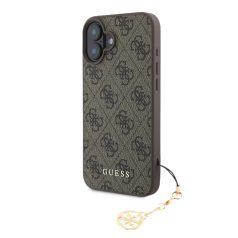   Guess Apple iPhone 16 (6.1) 4G Charms Case hátlapvédő tok barna (GUHCP16SGF4GCW)