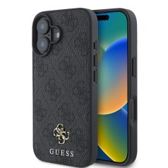   Guess PU 4G Metal Logo MagSafe Apple iPhone 16 Pro (6.3) hátlapvédő tok szürke (GUHMP16LP4SM4MK)