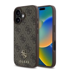   Guess PU 4G Metal Logo MagSafe Apple iPhone 16 (6.1) hátlapvédő tok barna (GUHMP16SP4SM4MW)