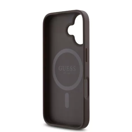 Guess PU 4G Metal Logo MagSafe Apple iPhone 16 Pro Max (6.9) hátlapvédő tok barna (GUHMP16XP4SM4MW)