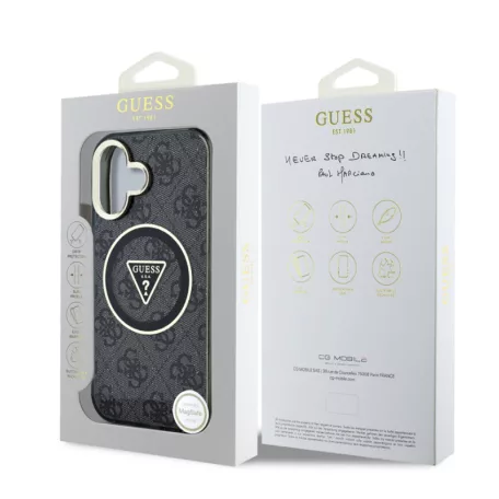 Guess Apple iPhone 16 Pro Max (6.9) IML 4G MagSafe hátlapvédő tok fekete (GUHMP16LHG4PRTGK)