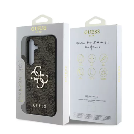 Guess PU 4G Metal Logo Samsung S936 Galaxy S25 Plus hátlapvédő tok barna (GUHCS25M4GMGBR)