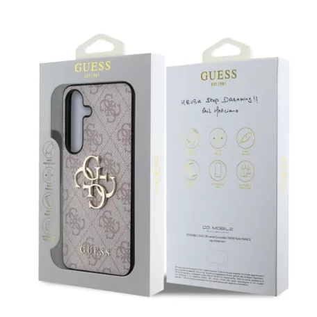 Guess Samsung S931 Galaxy S25 PU 4G Metal Logo hátlapvédő tok pink (GUHCS25S4GMGPI)