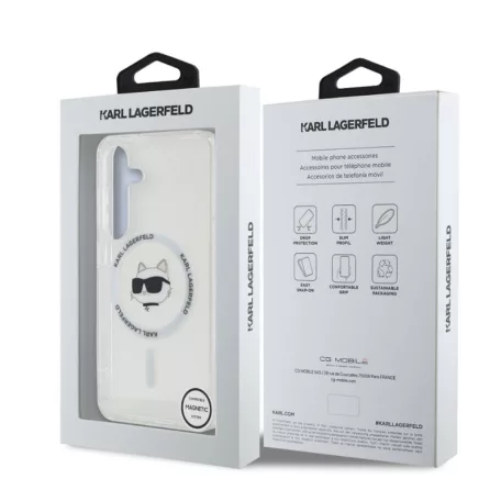 Karl Lagerfeld IML Choupette Head MagSafe Samsung S936 Galaxy S25 Plus hátlapvédő tok átlátszó (KLHMS25MHLSCHH)
