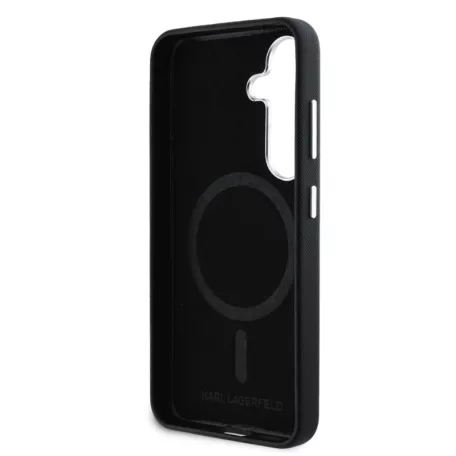 Karl Lagerfeld PU Saffiano Metal Logo and Frame Samsung S931 Galaxy S25 hátlapvédő tok átlátszó (KLHMS25SPSAFWMCK)