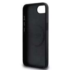   Guess Apple iPhone 16e (6.1) PU 4G Strass Triangle Metal Logo Magsafe hátlapvédő tok fekete (GUHMPSE4P4TDPK)