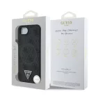 Guess Apple iPhone 16e (6.1) PU 4G Strass Triangle Metal Logo Magsafe hátlapvédő tok fekete (GUHMPSE4P4TDPK)