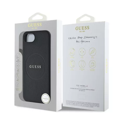 Guess PU Grained Classic Logo Apple iPhone 16e (6.1) hátlapvédő tok fekete (GUHMPSE4PGHSMMK)