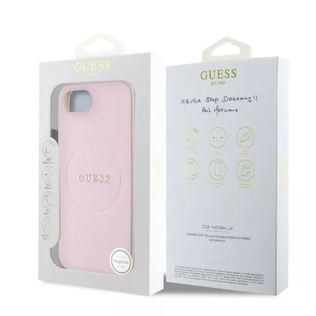 Guess PU Grained Classic Logo Apple iPhone 16e (6.1) hátlapvédő tok pink (GUHMPSE4PGHSMMP)