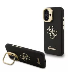   Guess PU Grained 4G Stand Apple iPhone 16 (6.1) hátlapvédő tok fekete (GUHCP16SPCS4GSK)