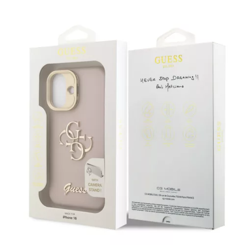 Guess PU Grained 4G Stand Apple iPhone 16 (6.1) hátlapvédő tok pink (GUHCP16SPCS4GSP)