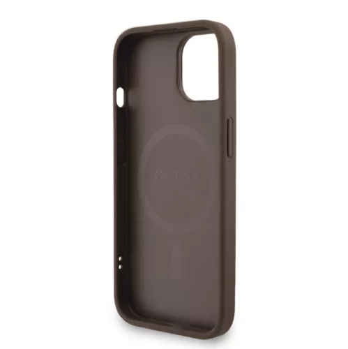 Guess PU Leather MagSafe Apple iPhone 15 Pro Max (6.7) hátlapvédő tok barna (GUHMP15XP4GREGSW)