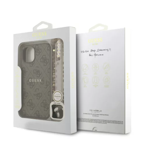 Guess PU Leather MagSafe Apple iPhone 15 Pro Max (6.7) hátlapvédő tok barna (GUHMP15XP4GREGSW)