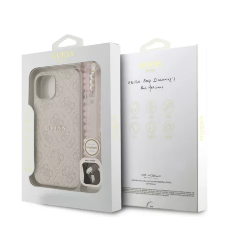 Guess PU Leather MagSafe Apple iPhone 15 Pro Max (6.7) hátlapvédő tok pink (GUHMP15XP4GREGSP)