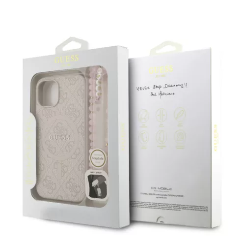 Guess PU Leather MagSafe Apple iPhone 15 Pro Max (6.7) hátlapvédő tok pink (GUHMP15XP4GREGSP)