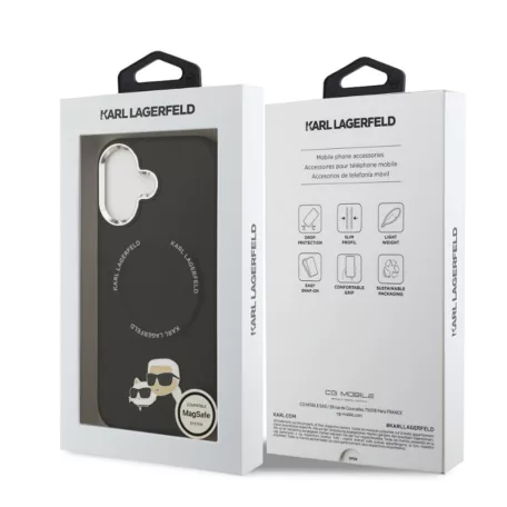 Karl Lagerfeld PU K&CH Heads MagSafe Apple iPhone 17 hátlapvédő tok fekete (KLHMP17SPSMLRKCK)