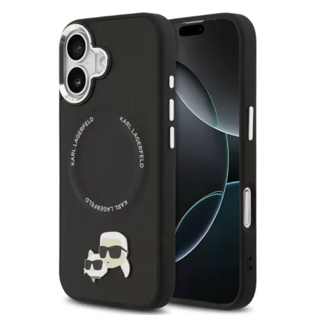 Karl Lagerfeld PU K&CH Heads MagSafe Apple iPhone 17 Pro hátlapvédő tok fekete (KLHMP17LPSMLRKCK)