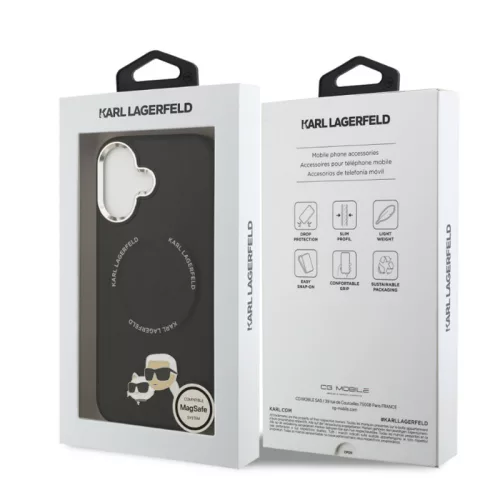 Karl Lagerfeld PU K&CH Heads MagSafe Apple iPhone 17 Pro Max hátlapvédő tok fekete (KLHMP17XPSMLRKCK)