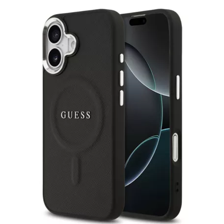 Guess Apple iPhone 17 Pro (6.3) PU Saffiano MagSafe hátlapvédő tok fekete (GUHMP17LPSAREGSK)