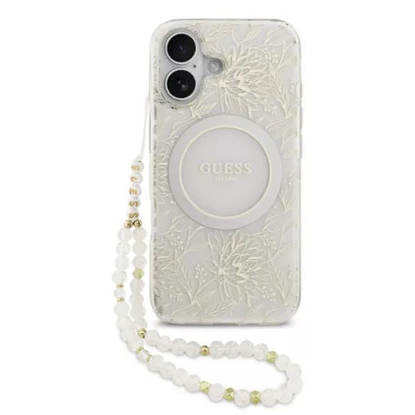 Guess IML FLOWERS MagSafe Apple iPhone 17 (6.3) hátlapvédő tok fehér (GUHMP17SHCPOFPH)