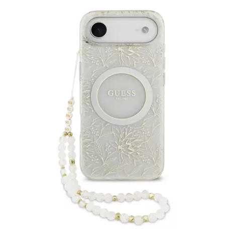 Guess IML FLOWERS MagSafe Apple iPhone 17 Air (6.6) hátlapvédő tok fehér (GUHMP17MHCPOFPH)