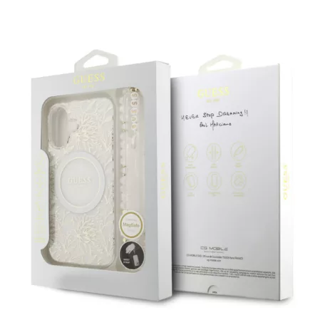 Guess IML FLOWERS MagSafe Apple iPhone 17 Air (6.6) hátlapvédő tok fehér (GUHMP17MHCPOFPH)