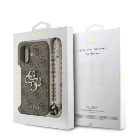 Guess PU Leather 4G Logo Strap Apple iPhone 17 Pro (6.3) hátlapvédő tok barna (GUHCP17LP4GMGSW)