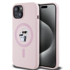   Karl Lagerfeld Liquid Silicone Karl and Choupette Apple iPhone 17 Pro (6.3) MagSafe hátlapvédő tok pink (KLHMP17LSCMKCRHP)