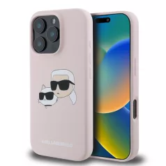   Karl Lagerfeld Liquid Silicone Double Heads Apple iPhone 17 (6.3) MagSafe hátlapvédő tok pink (KLHMP17SSKCHPPLP)
